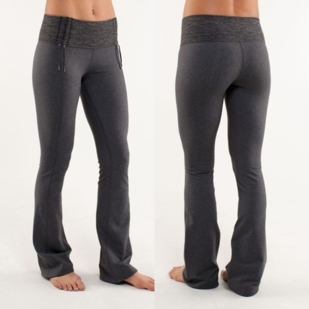 Lululemon Recognition Pants Flare Leg in Heathered Coal Black Mini Check Size 4
